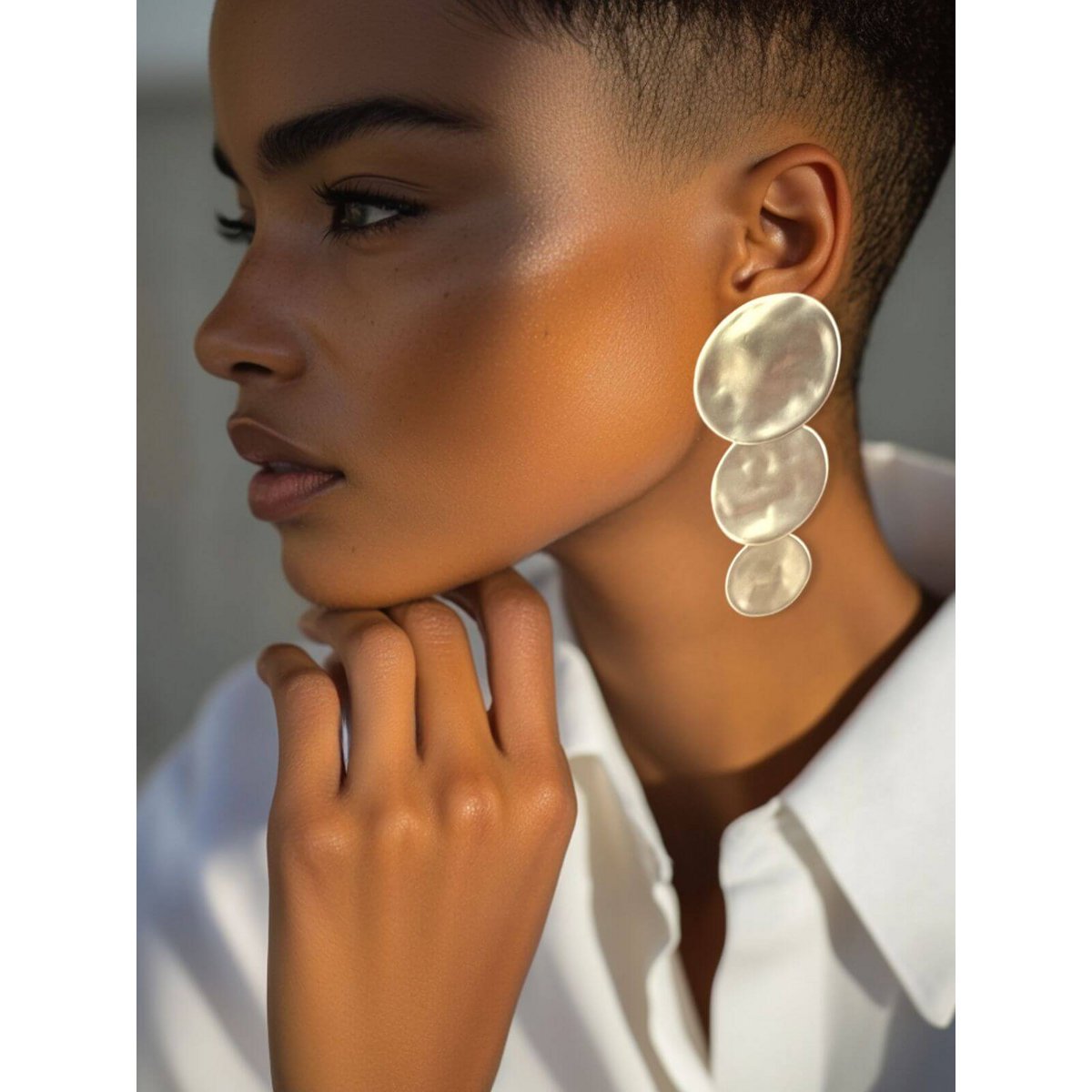 Boucles d'oreilles longues rondes Meli - argent