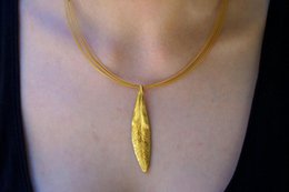 Gold Olive Leaf Pendant, Handmade Nature Jewelry, Organic Tree Necklace, Gift for Luck & Longevity, Eco Sustainable Sterling Silver 925