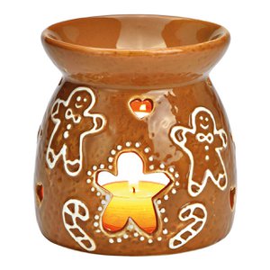 Geurlamp peperkoekfiguur decor van bruin keramiek (B/H/D) 10x11x10cm