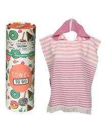 HÅNDklæde TO GO PLAYA KIDS Cotton Beach Poncho 60x48 cm | Hurtigttørrende håndklæde | Pink | med gaveæske