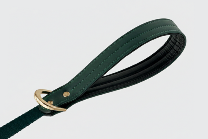 LAISSE CHURCHILL. Vert Sapin – Laisse chien cuir vegan