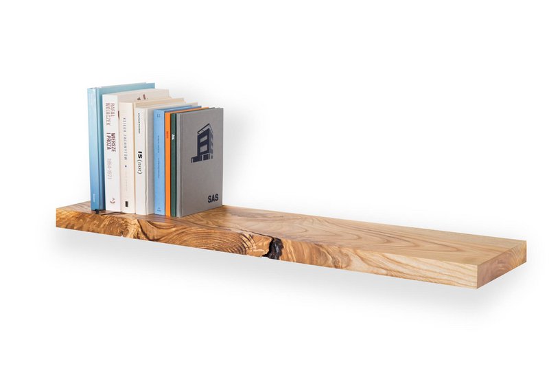 Tu Las™ schwebendes Wandregal aus Holz – 94 x 22 x 4 cm – handgefertigtes längliches Bücherregal – Eichenholz