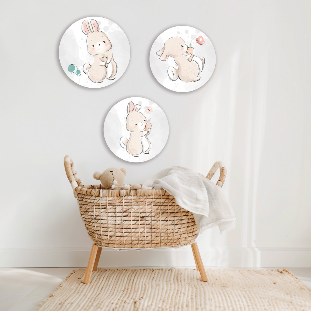 Conjunto de círculos de pared Conejitos