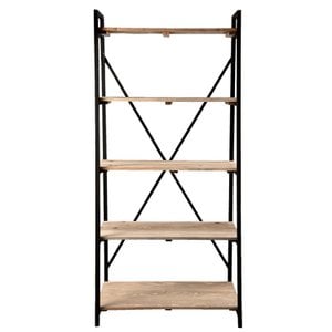 Bookshelf Black, Wood and Iron 90x47x191 cm
