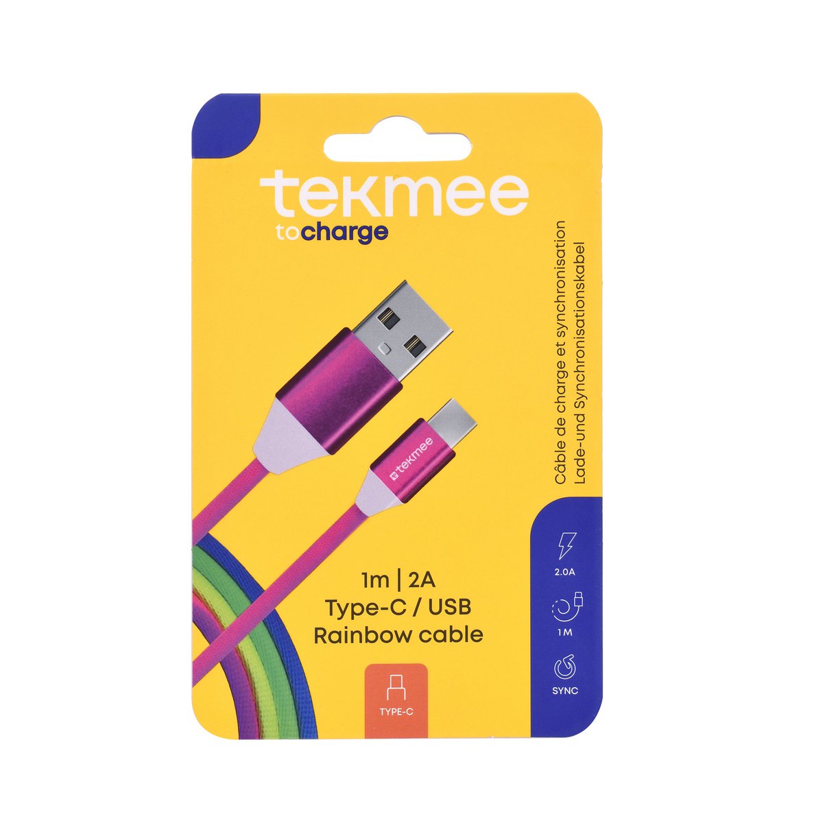 Cavo di ricarica Rainbow Type-C/USB da 1 metro