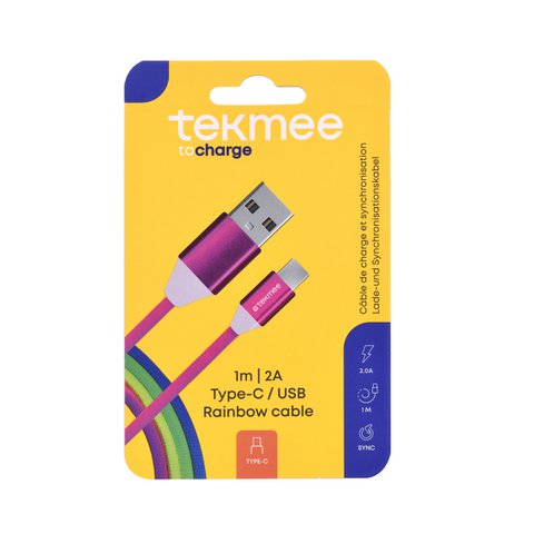 1 meter Type-C/USB Rainbow-oplaadkabel