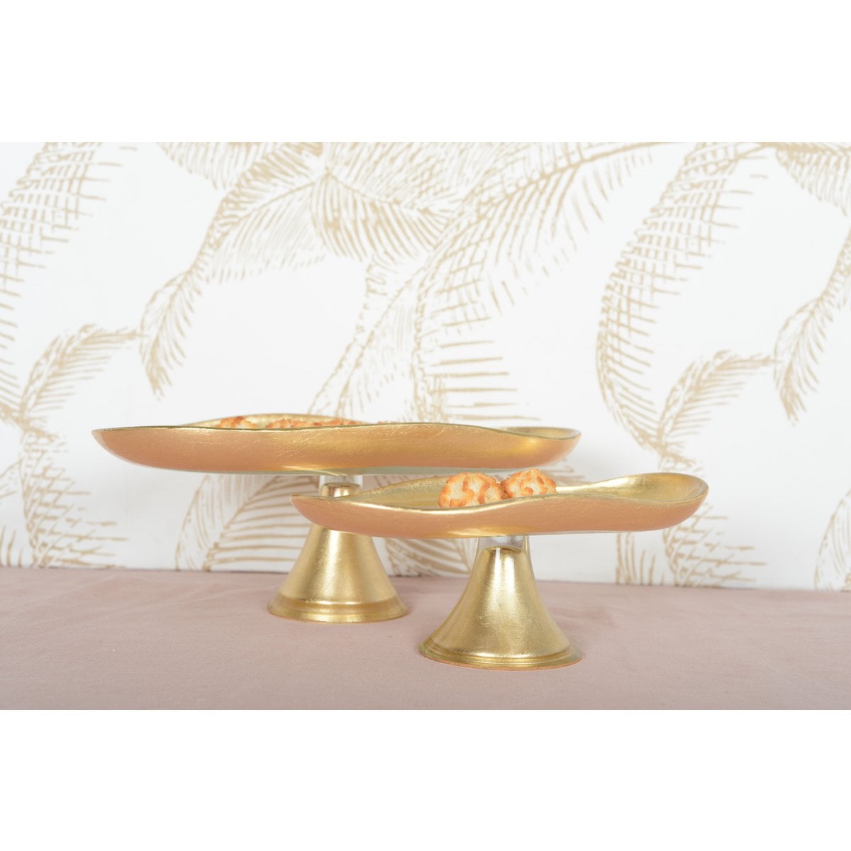Cake dish golden on foot small model 27.5x14.5x10cm