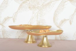 Cake dish golden on foot small model 27.5x14.5x10cm