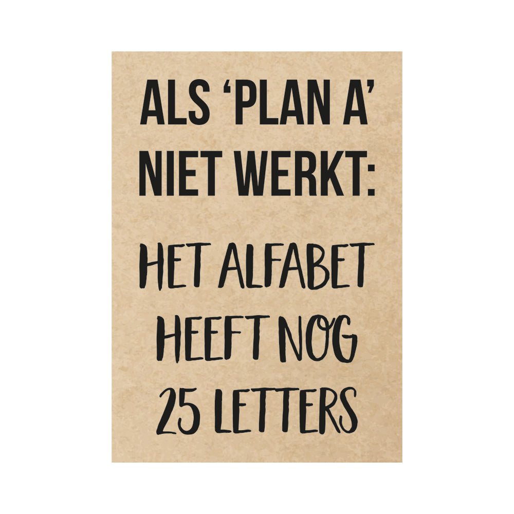 Carte - Si le plan A ne fonctionne pas : Il reste 25 lettres à l'alphabet, par 10 pièces
