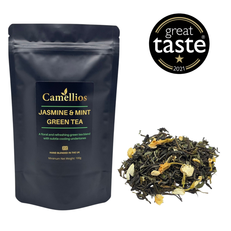 Grüner Tee mit Jasmin und Minze - Lose Blätter, 100g