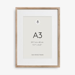 Oak picture frame, A3 size, suitable for displaying artwork or photographs.
