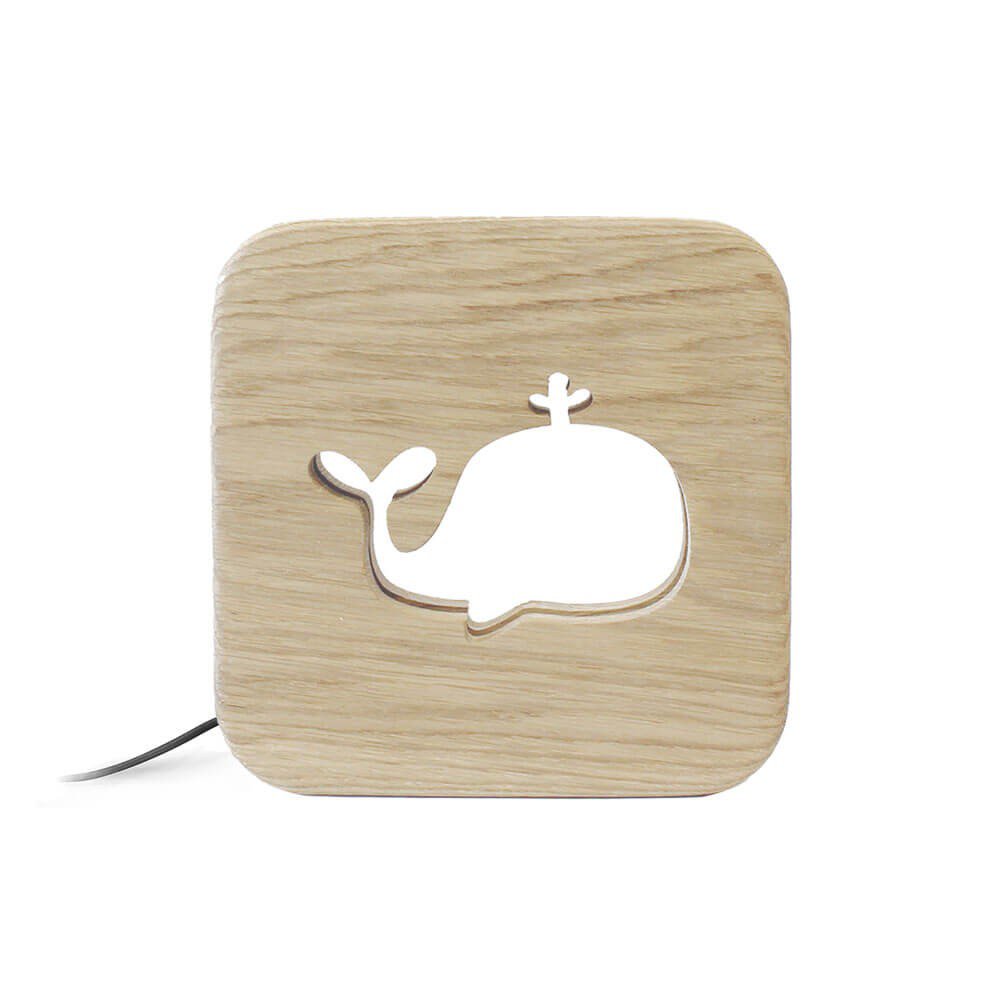 Whale kids wooden night light - Blumen