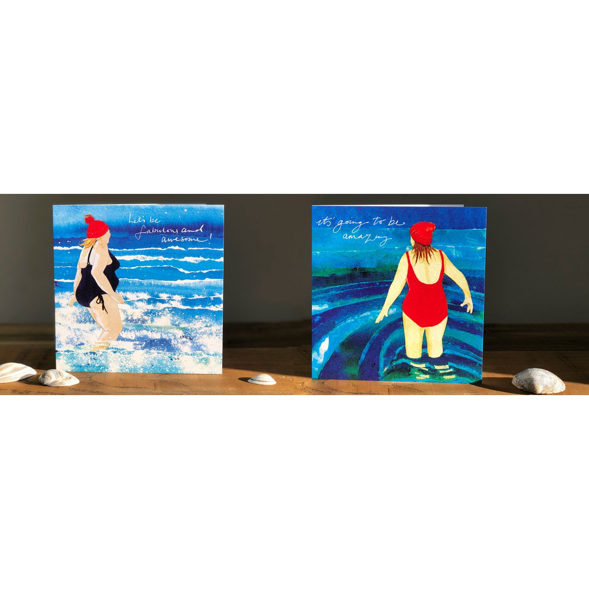 Wild Swimming Card (donna che fa il grande passo)