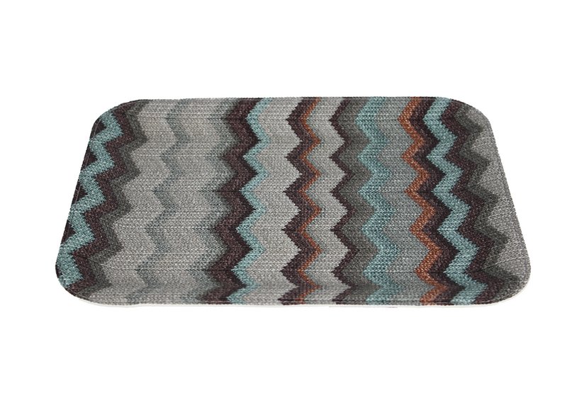 Tray flat gray blue orange serrated serving tray