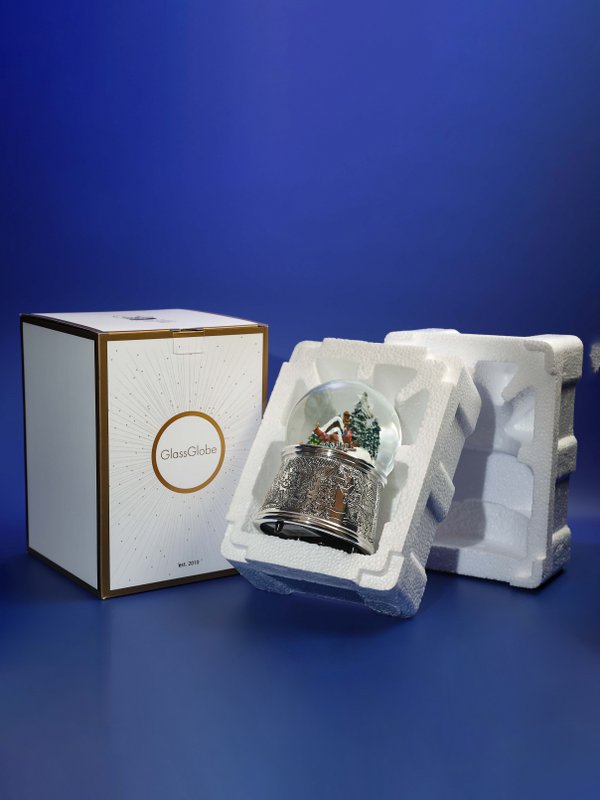 Christmas Musical Snow Globe "Christmas Snowstorm", baggrundsbelysning, automatisk elektrisk snestorm, glas