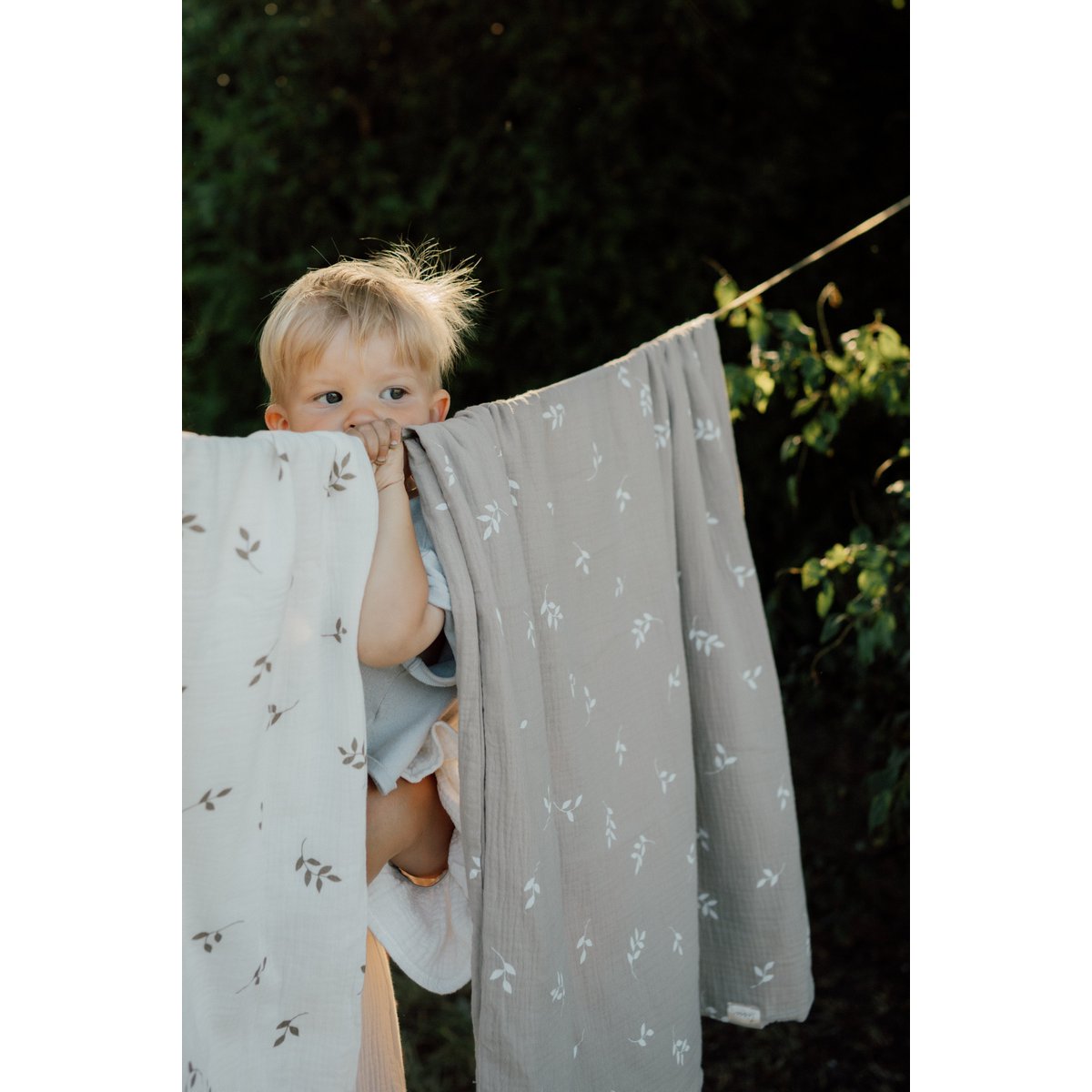 TISU baby duvet cover & pillowcase, Beige Leaves