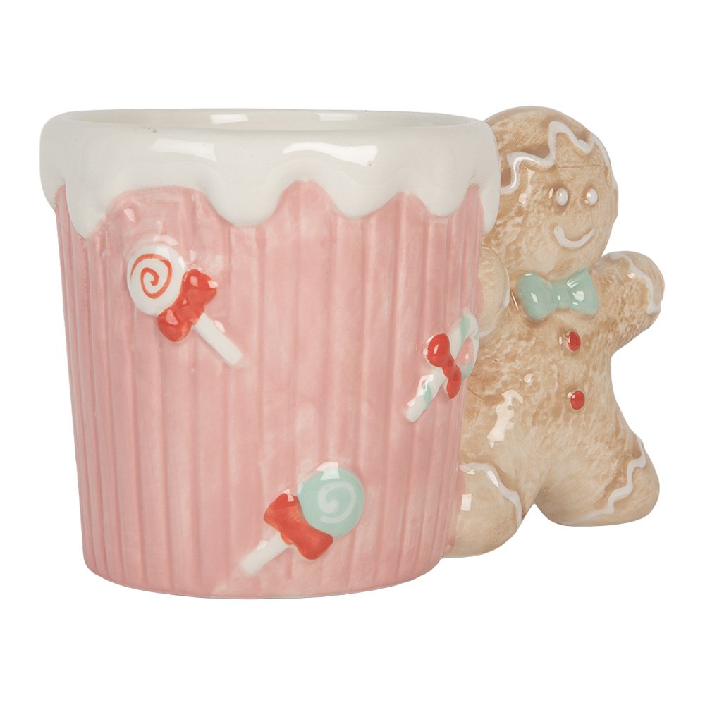 Mok 350 ml Roze Keramiek Gingerbread man