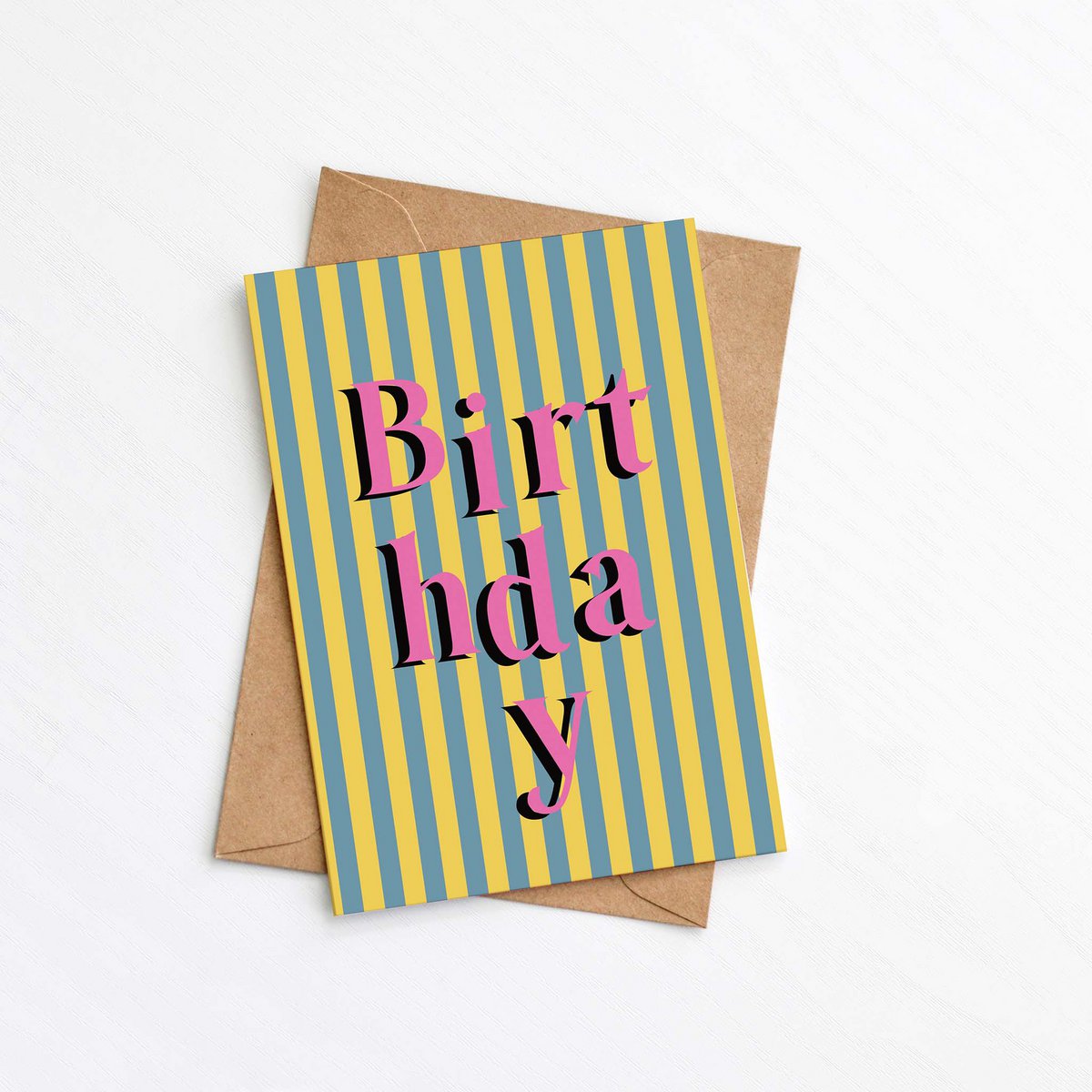 Carte d’anniversaire rayée mélangée | Cartes de voeux
