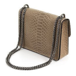 Florence Artegiani. Lorenza Women's Handbag. Genuine Leather Suede Engraving Snake