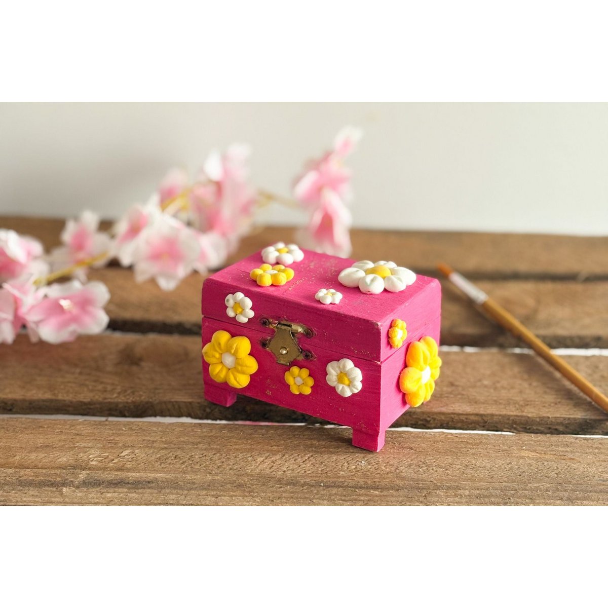 DIY Craft Kit Smykkeskrin Pink Med Silk Clay