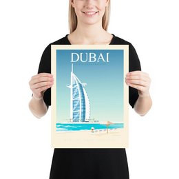 Plakat w stylu vintage w Dubaju | Plakat Miasto Dubaj Zjednoczone Emiraty Arabskie
