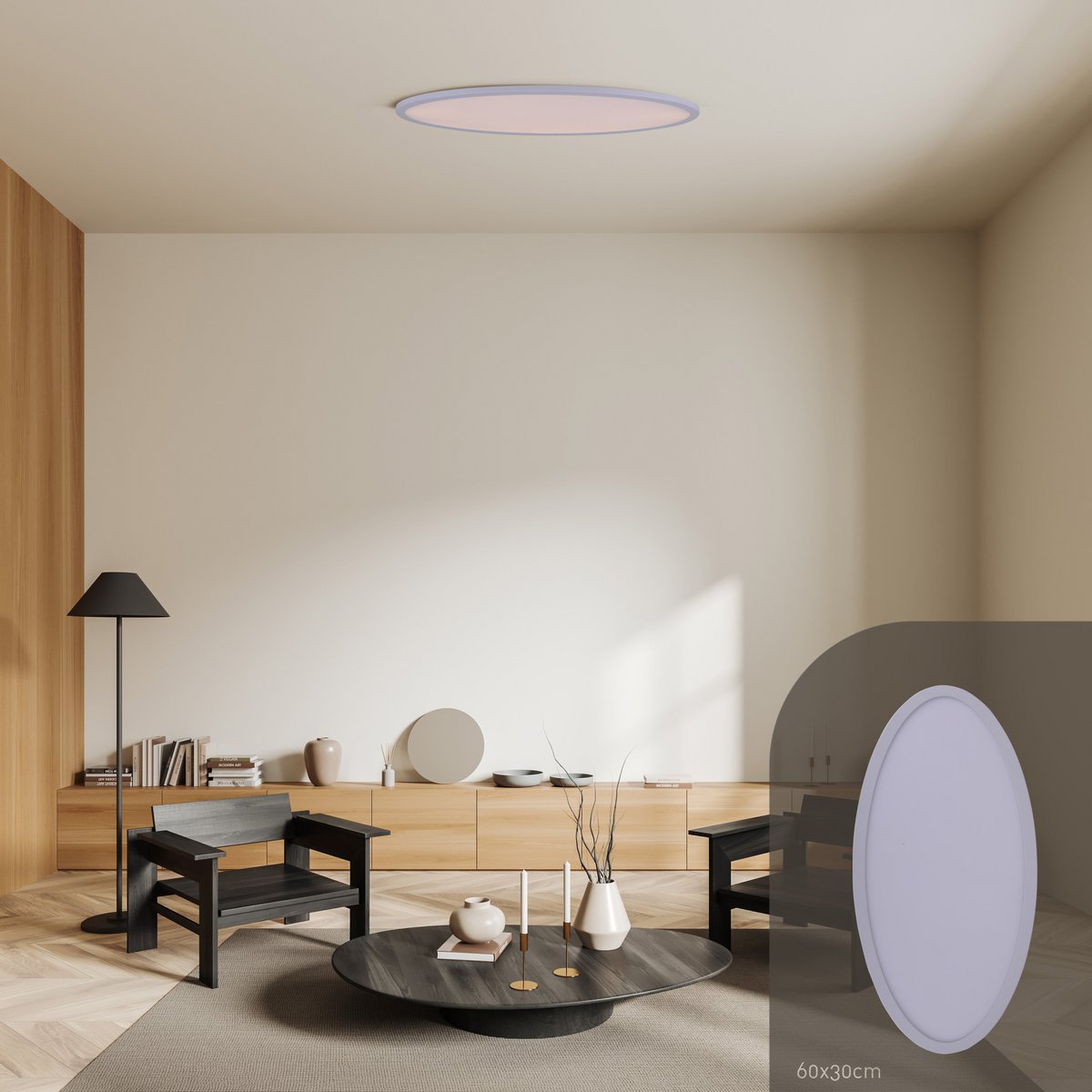 LED loftslampe "Sorrent" Oval 60x30cm