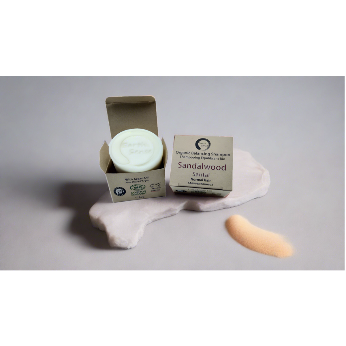 Organisk certificeret afbalancering af solid shampoo - Sandeltræ - Normal & alle hårtyper 60G