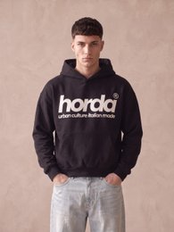 Felpa Urban Nera 330 g Coupe carrée | Fabriqué en Italie – Marque Horda