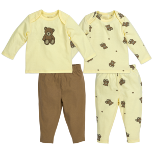 Baby Pyjama Teddybär weiches Gelb