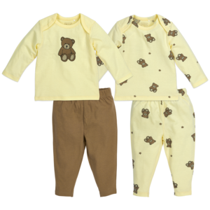 Baby Pyjama Teddybär weiches Gelb