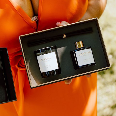 Nordic Pine leather feels packed packs: odor candles and scent sticks