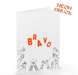 Klappkarte Bravo mit Neondruck