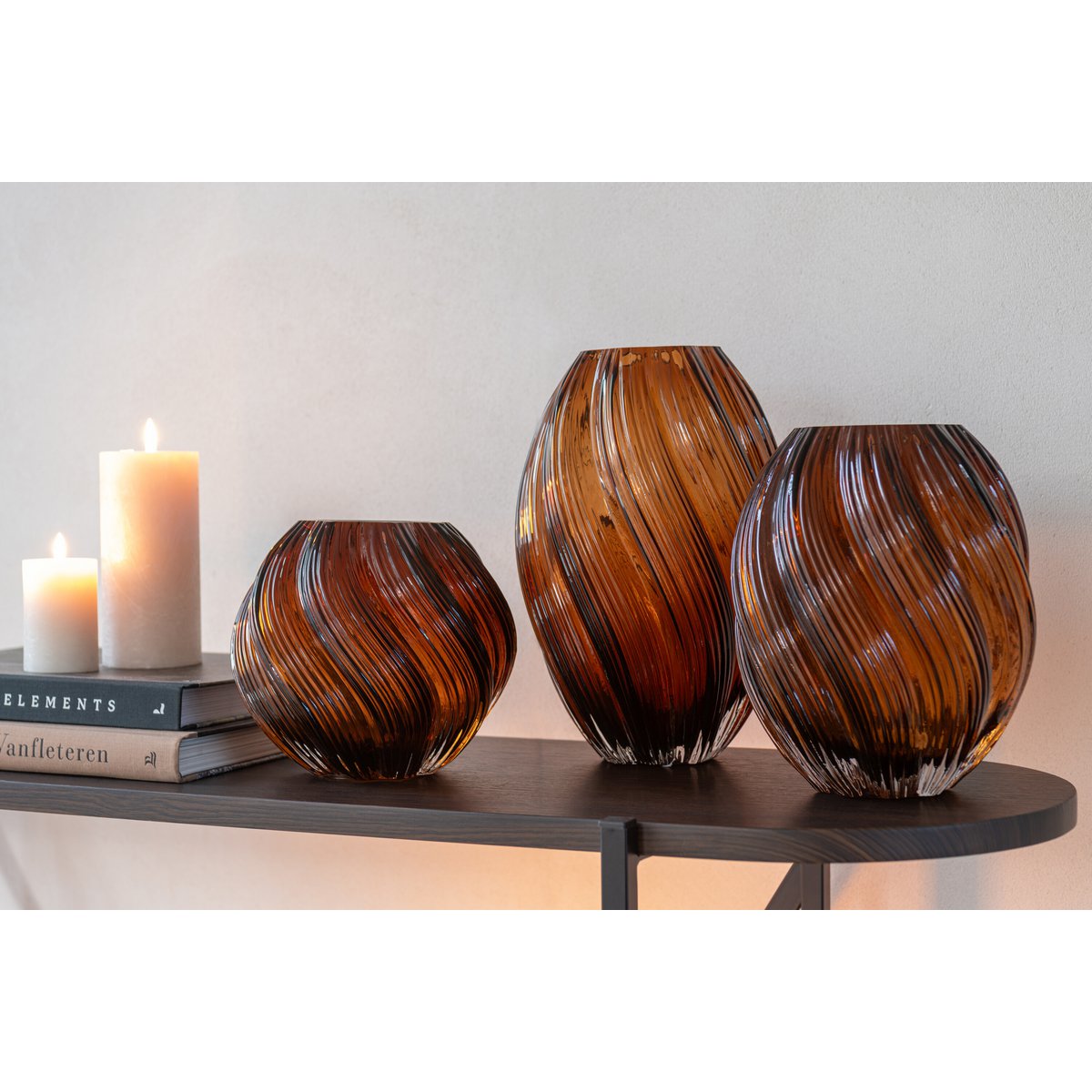 Vase J-Line Carol - verre - marron - moyen