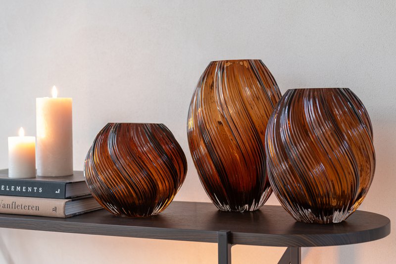 Vase J-Line Carol - verre - marron - moyen