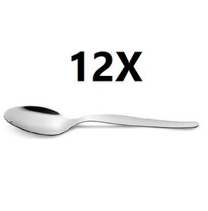 Set van 12 x tafellepel vibreerde roestvrij staal -liso