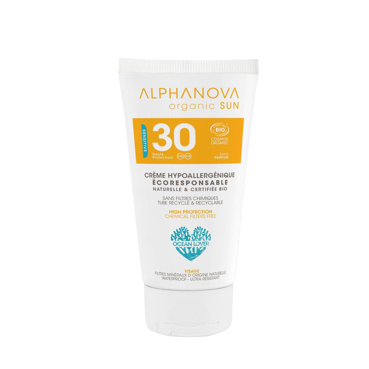 ALPHANOVA SUN BIO SPF 30 Krem przeciwsłoneczny dla alergików i skóry wrażliwej - Wodoodporny - 50 gr
