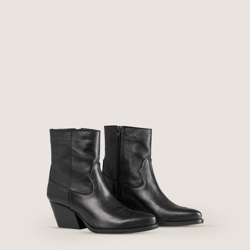 Janice Black Texan Ankle Boots
