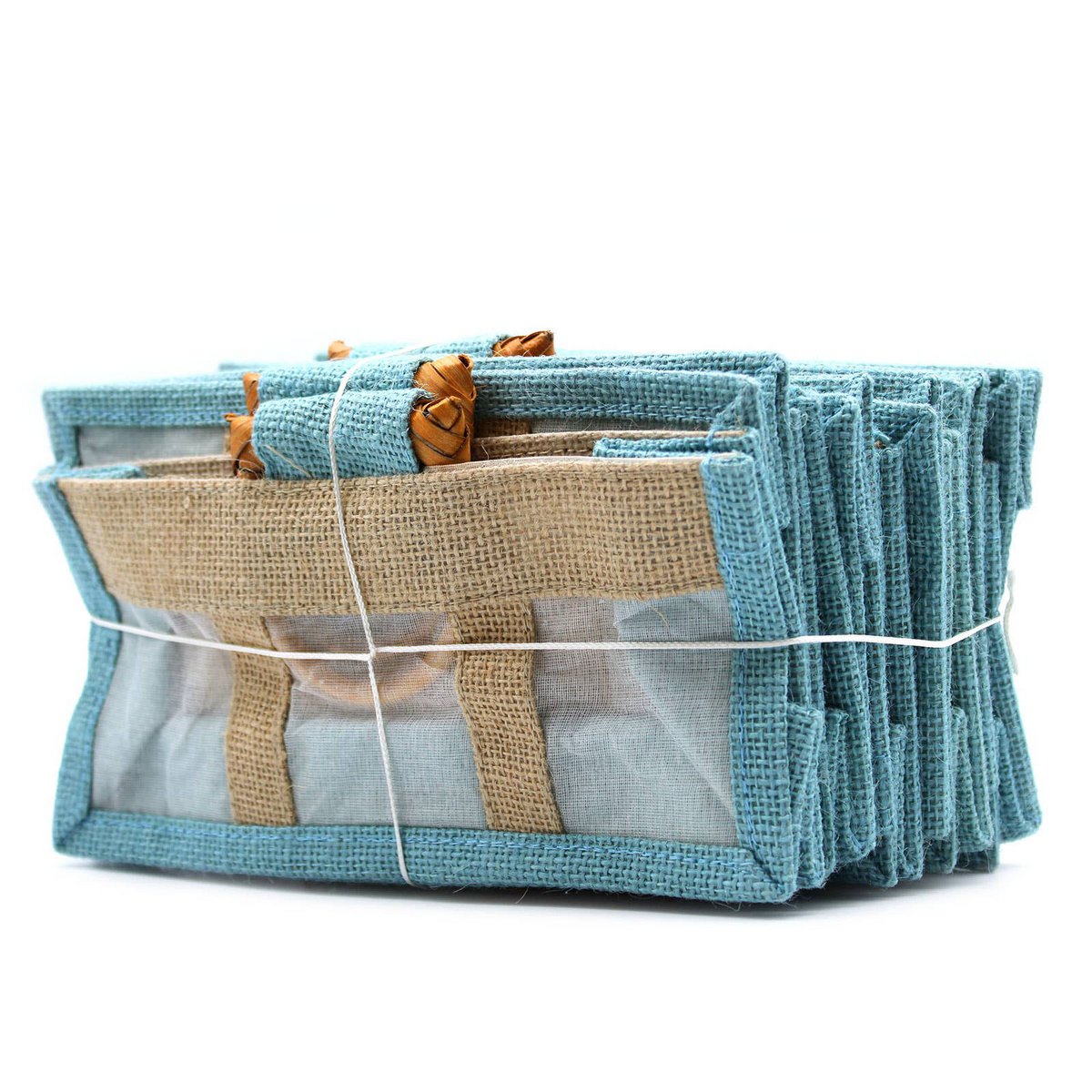 Pure Jute and Cotton Window Gift Bag  - Three Windows Teal
