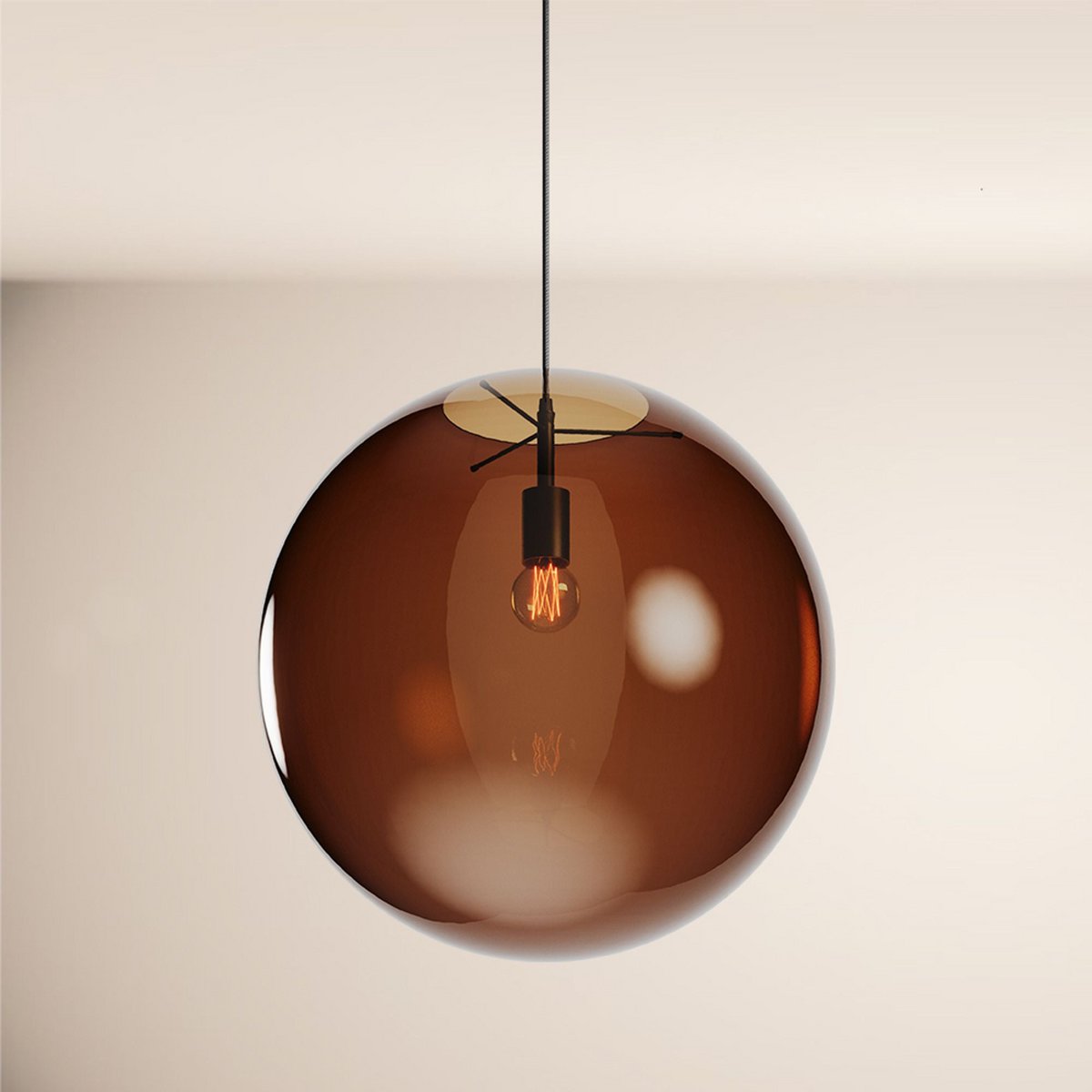 s.luce Orb glass ball gallery light 500cm suspension black