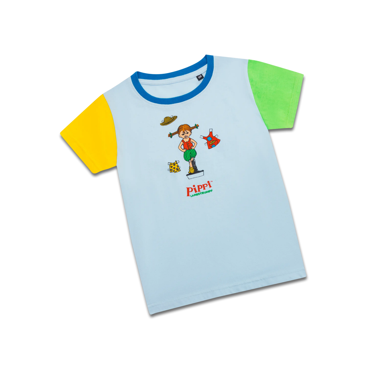 koaa – Pippi Langstrømpe “Kunterbunt” – T-shirt blå/grøn/gul