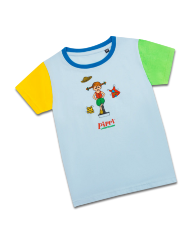 koaa – Pippi Langkous “Kunterbunt” – T-shirt blauw/groen/geel