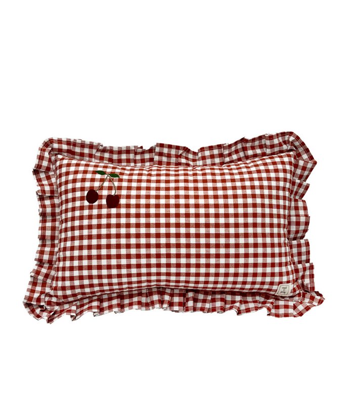 Cherry - red checkered decorative pillow