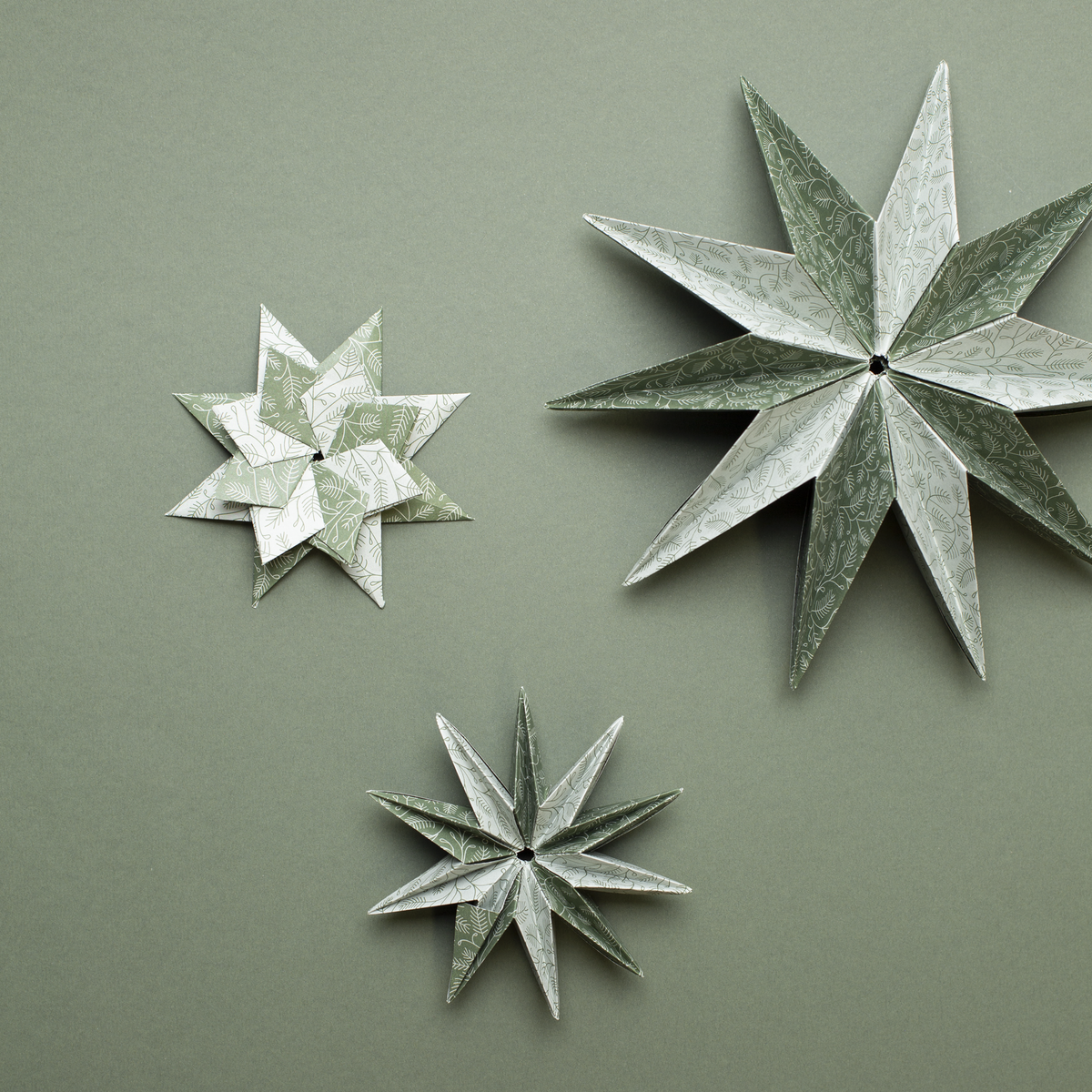 Juleorigamipapir - grangrene grøn og mint - 25 ark dobbeltsidet genbrugspapir