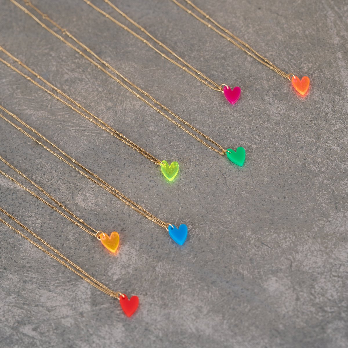 Colgantes Ketting Lume | Corazón Neón Amarillo Oro