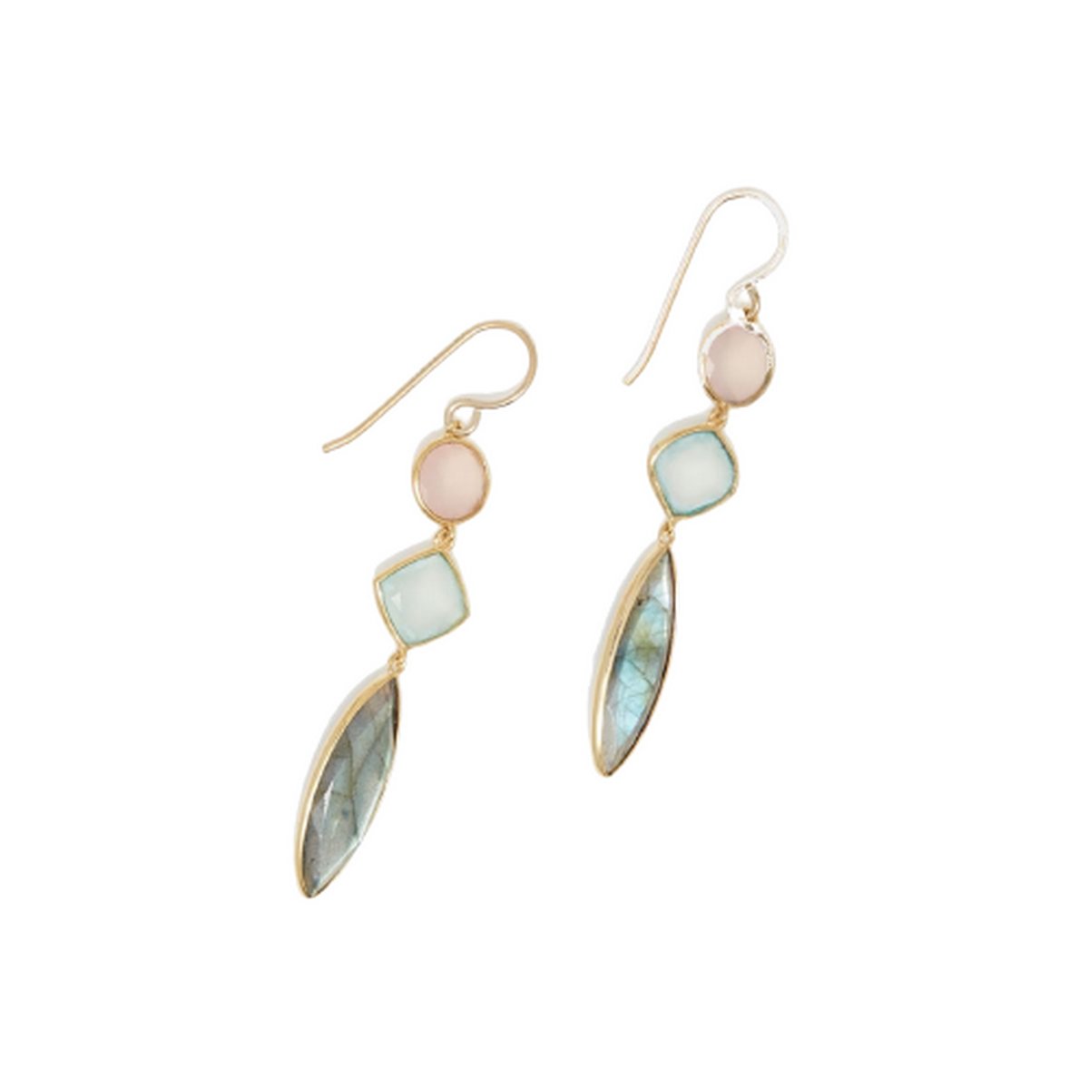 “Pauline” pink chalcedony & labradorite earrings