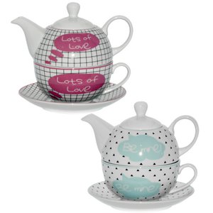 SET 2 PORCELAIN TEAPET+CUP+PLATE, TEAPOT:420ML CUP:250ML _TEAPOT:°11X12CM, CUP:°11X5CM ST9099