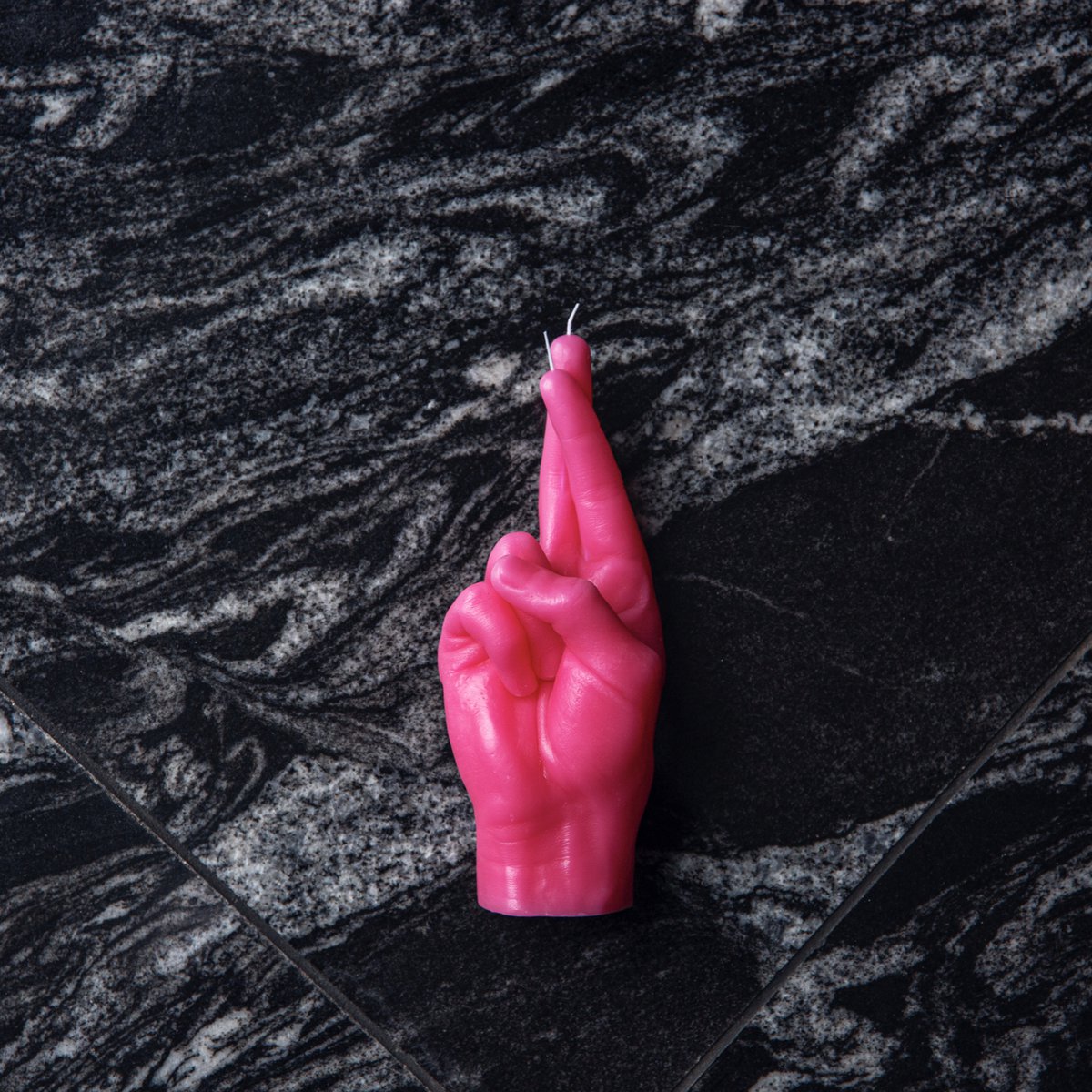 Crossed Fingers Candle Pink
