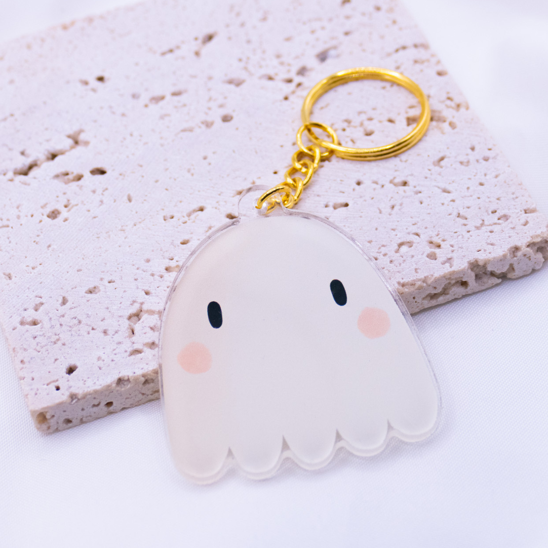 Keychain Ghost Halloween made of acrylic - gift autumn key ring moving in sweet ghosts