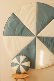 "Blue Candy" rund patchworkmåtte
