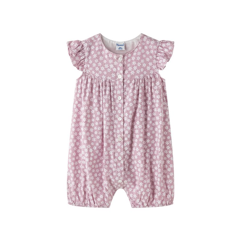 Baby frog with ruffle sleeves and mauve print BGV96542